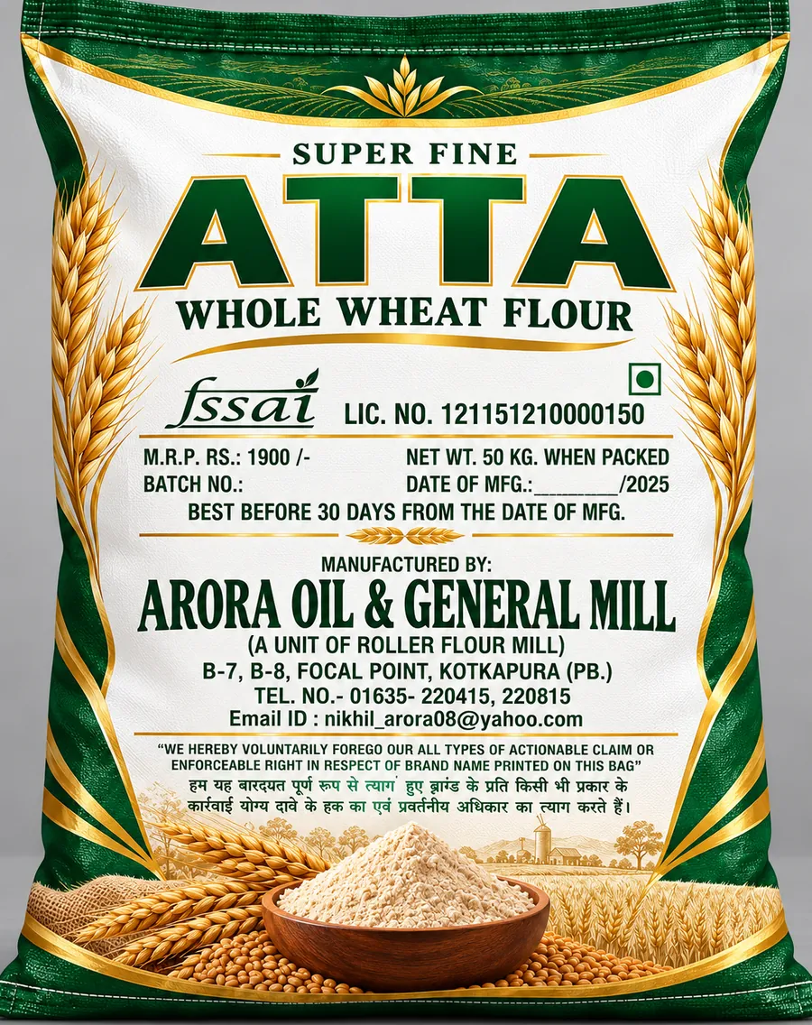 Sant & Arora Super Fine Atta whole wheat flour 50 kg bag