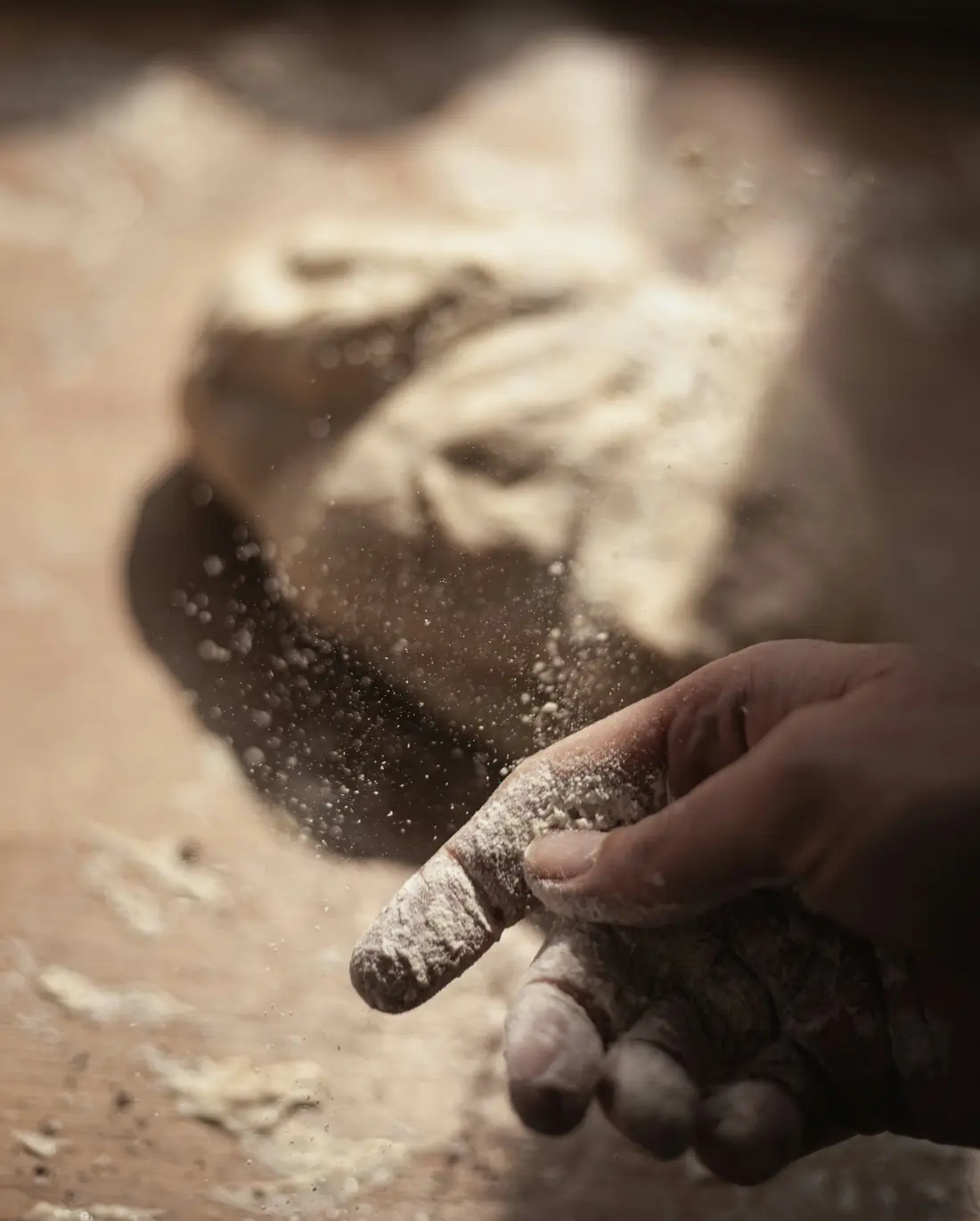 Flour being milled